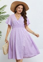 This Women's Summer v Neck Purple Loose Plus Size Dress Made Of Soft And Elastic Fabric. Global Lover Wholesale Plus Size Dresses And Hope Curvy Ladies Find Here a Warm And Exciting Place To Shop Affordable Curvy Dresses Online - Plus Size Casual