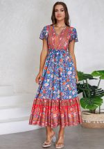 This Women's Summer v-Neck Ruffle Sleeve Floral Print Long Dress Design Made Of High Quality Polyster And Spandex Material. Print Dresses Is More Interesting And Stylish. Print Maxi Dresses Is One Of The Popular Item For Islander Vocations. Women¡¯s Print Dresses At Global Lover Comes With Forever Floral