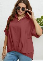 This Women's Summer v Neck Slim Fit Half Sleeves Plus Size Top Made Of Comfortable And Elastic Fabric. It Is Wholesale Sexy Plus Size Tops For Women. With The Gradual Rise Of Feminist Awareness