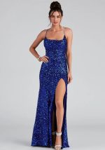 This Women's Sweet Style Slit Sequin Strap Dress Design Made Of Good Quality Polyster And Spandex Material