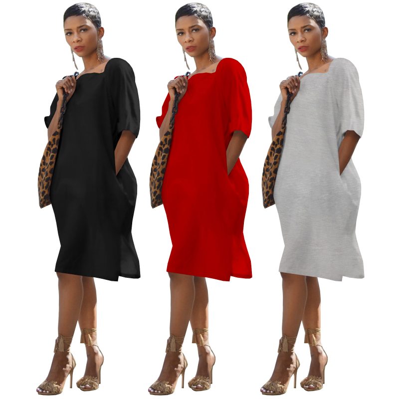 This Women's u-Neck Half Sleeves 2 Pockets Side Slit Knotted Back Dress Cotton Design Made Of High Quality Polyster And Spandex Material. It Is Stretchy