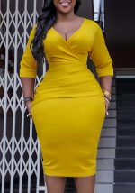 This Women's v Neck Chic Bodycon Ol Career Africa Plus Size Dress Design Made Of High Quality Polyster And Spandex Material. It Come With Good Stretch And Wearing Comfortable. Women¡¯s Midi Dresses Is Omnipotent And Suit For All Kinds Of Occasions - Daily Wear