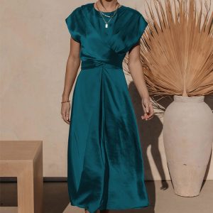 This Women's Wedding Party Evening Dresses Lace-Up Slim Waist Ruffle Midi Dress Design Made Of High Quality Polyster And Spandex Material. It Come With Good Stretch And Wearing Comfortable. Women¡¯s Midi Dresses Is Omnipotent And Suit For All Kinds Of Occasions - Daily Wear