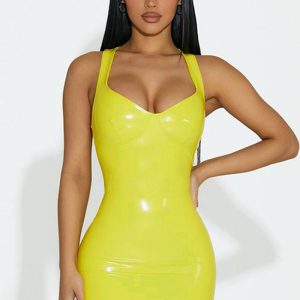 This Women's Summer Sexy v-Neck Pu Shiny Face Slim Fit Slim Waist Bodycon Strap Jumpsuit Design Made Of High Quality Polyster And Spandex Material. It Come With Good Stretch And Wearing Comfortable And Feeling Freedom. The Tight And Fitted Dress Is The Most Popular Options From Party Girls. Shop Bodycon Dresses At Global Lover And Find Amazing Designs Sequins