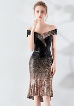 This Wrapped See-Through l Gradient Sequins Bodycon Sexy Wedding Formal Party Dress Design Made Of Good Quality Polyster And Spandex Material