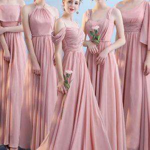 This Bridesmaid Dress Pink Evening Dress Bridesmaid Corps Dress Chiffon Bridesmaid Dress Design Made Of High Level Material