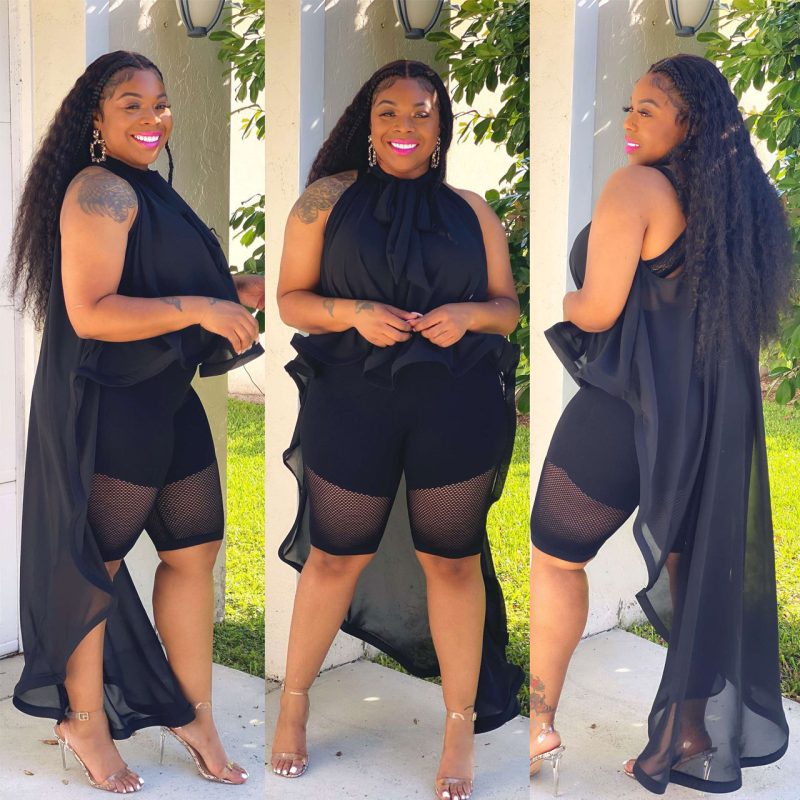 This Sexy Black See Through Shoulder Cutout High Low Shawl Top Made Of Comfortable And Elastic Fabric. It Is Wholesale Sexy Plus Size Tops For Women. With The Gradual Rise Of Feminist Awareness