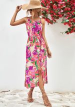 This Strappy Print Slit Dress Design Made Of High Quality Polyster And Spandex Material. Print Dresses Is More Interesting And Stylish. Print Maxi Dresses Is One Of The Popular Item For Islander Vocations. Women¡¯s Print Dresses At Global Lover Comes With Forever Floral