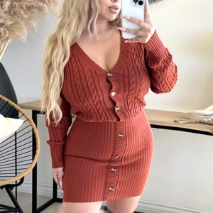 This Women's Fashionable Buttoned Solid Color Sweater Combine The Warm And Fashion. It Is a Must-Have Item For This Winter. Sweater Dresses For Women At Global Lover Comes For Different Occasions - Daily Life