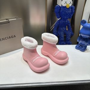 BALENCIAGA Balenciaga 2023ss autumn and winter new rain boots series doll head letter rain boots plus velvet and removable