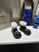 BALENCIAGA Balenciaga 2023ss autumn and winter new rain boots series doll head letter rain boots plus velvet and removable