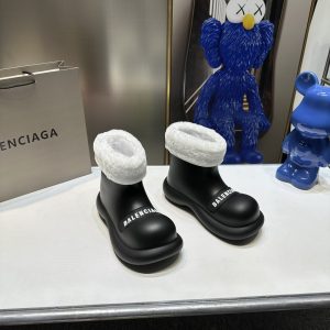 BALENCIAGA Balenciaga 2023ss autumn and winter new rain boots series doll head letter rain boots plus velvet and removable