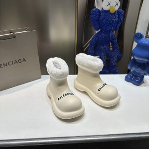 BALENCIAGA Balenciaga 2023ss autumn and winter new rain boots series doll head letter rain boots plus velvet and removable