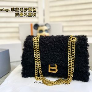 ?0 Wird mit einer faltbaren Geschenkbox geliefert Balenciaga Sanduhrtasche aus Lammwolle