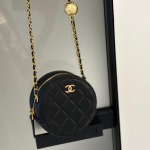 chanel small gold ball round bag p