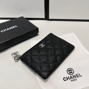 Couleur noir Taille 14,5x9 Chanel vachette caviar Porte-monnaie Plein cuir intérieur et extérieur Combinaison classique