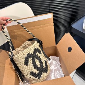 Comes with an airplane case. Chanel woven bucket bag