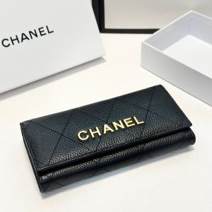 Color Black Size 19x10 Chanel’s popular cowhide two-fold wallet Classic style