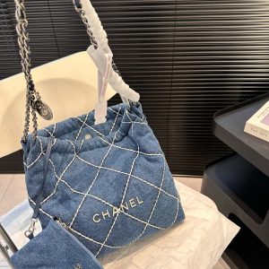 With box Chanel denim garbage bag