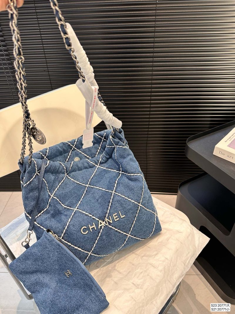 With box Chanel denim garbage bag