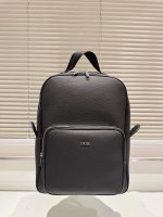 Dior/Dior Oblique printed and black grained cow leather saddle backpack backpack counter latest