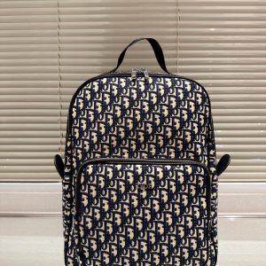 Dior/Dior Oblique printed and black grained cow leather saddle backpack backpack counter latest