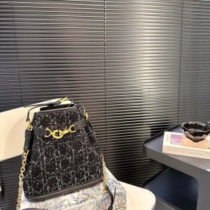 Dior wool bucket bag with foldable box