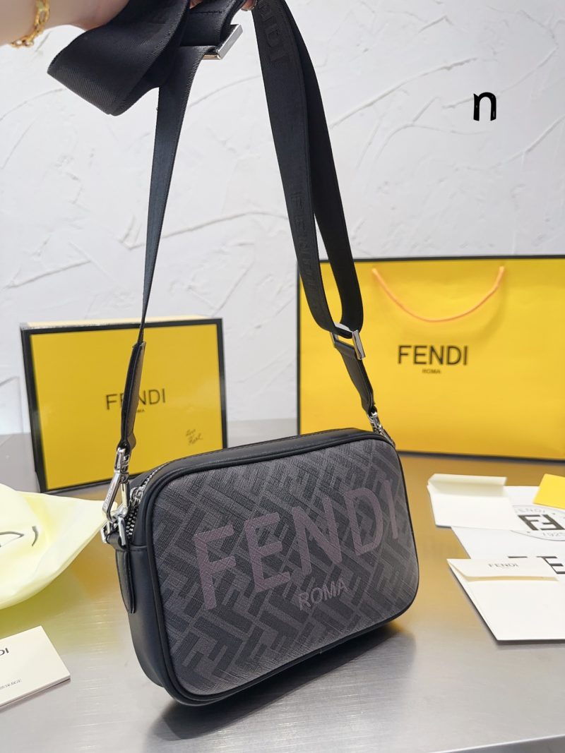 F's Fendi original quality cowhide   single shoulder crossbody men's bag