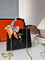 With folding box Hermes Kelly crocodile print