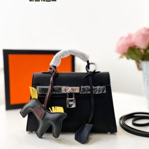 Comes with folding gift box Hermes pure leather Kelly bag~