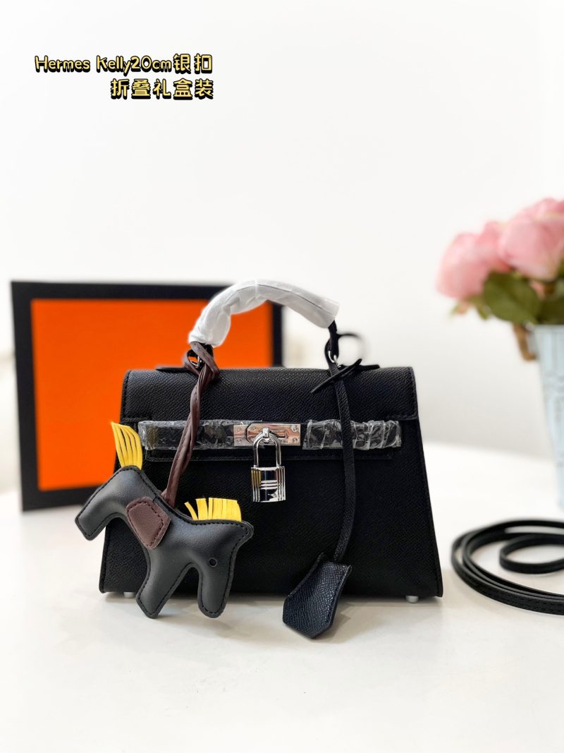 Kommt mit faltbaren Geschenk-Box Hermes reines Leder Kelly bag~