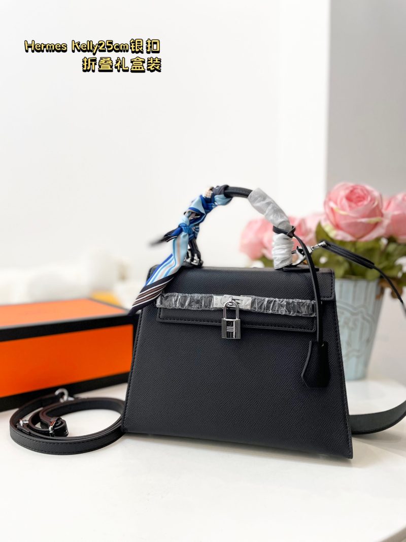 Kommt mit faltbaren Geschenk-Box Hermes reines Leder Kelly bag~