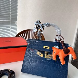 Kommt mit Box Hermes Krokodilmuster Kelly bag~