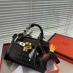 Comes with box Hermes crocodile pattern Kelly bag~