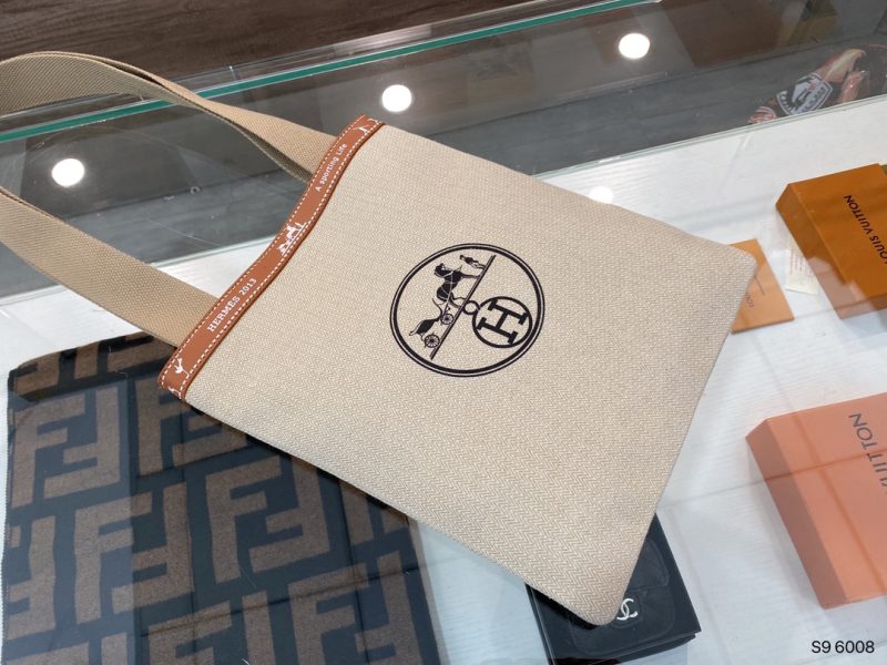 Hermes canvas shopping bag with box  ️Hermes cloth travel bag