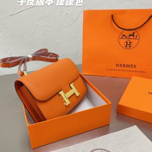 Cowhide quality Hermes Fashionable stewardess bag constance bag