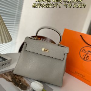 Comes with foldable airplane case Hermes pure leather Kelly bag~