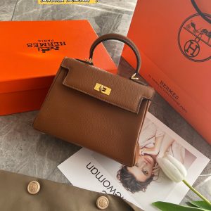 Kommt mit Box Hermes reines Leder Kelly bag~