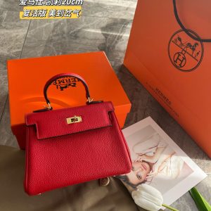 Kommt mit Box Hermes reines Leder Kelly bag~