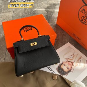 Kommt mit Box Hermes reines Leder Kelly bag~