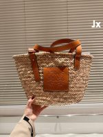 ewe Loewe 21 new summer straw bag Basket Bag vegetable basket woven leather shopping bag beach  ️vacation ⛱️ handbag. Size: 28 21cm