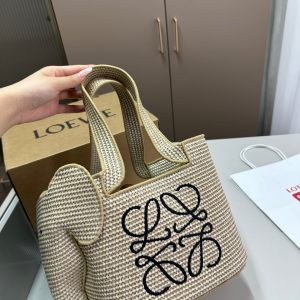 LOEWE straw elephant tote bag 75