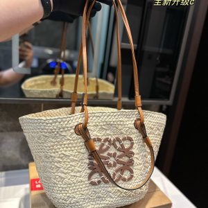 ❤️Loewe straw woven tote summer new straw bag Basket Bag woven shopping bag beach  ️vacation ⛱️ handbag. Size 35.25