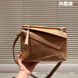 Imported first-layer cowhide ewe new model display Loewe geometric bag