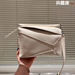 Imported first-layer cowhide ewe new model display Loewe geometric bag