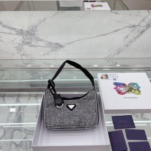 Prada's new nylon Hobo handbag/underarm bag with diamonds Hobo