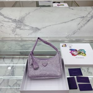 Prada's new nylon Hobo handbag/underarm bag with diamonds Hobo