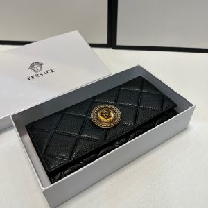 Farbe Schwarz Größe 19x10 Versace's beliebte Brieftasche aus Rindsleder mit zwei Fächern