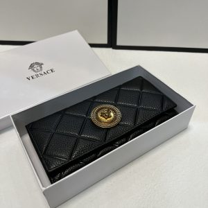 Farbe Schwarz Größe 19x10 Versace's beliebte Brieftasche aus Rindsleder mit zwei Fächern